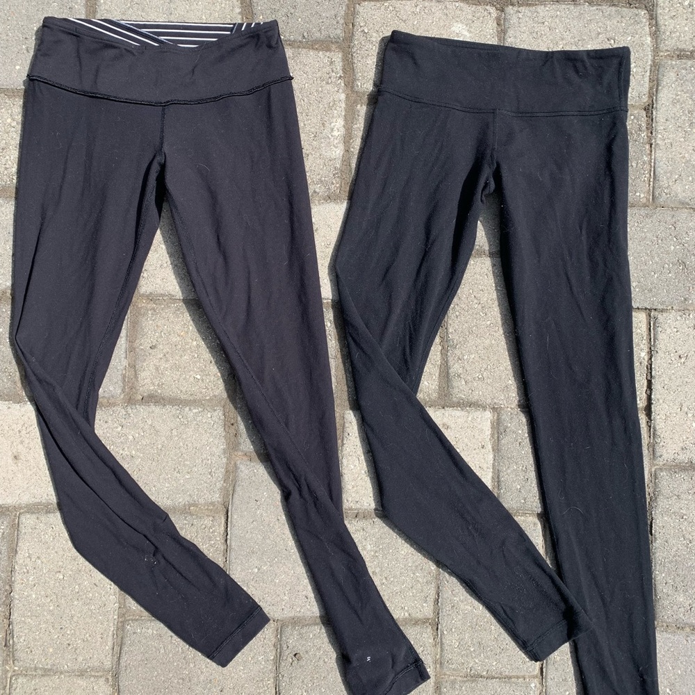 2 pairs of Lululemon black yoga pants